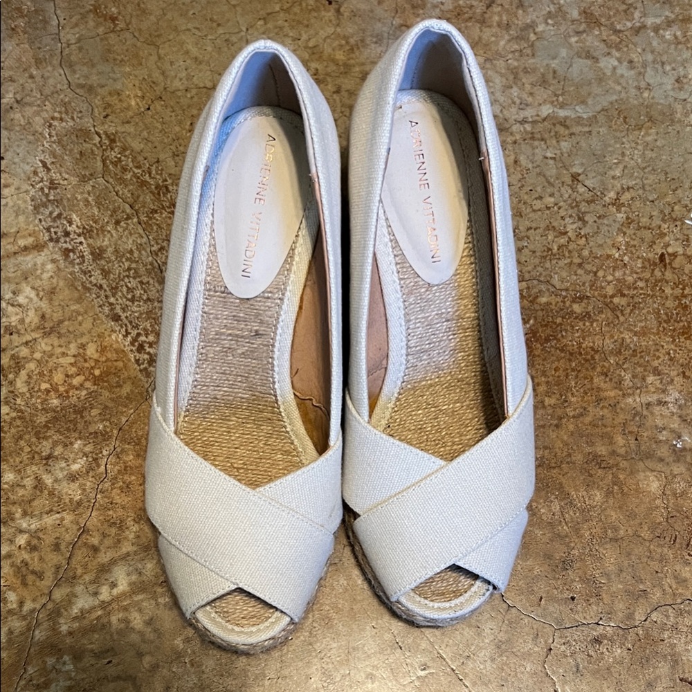 Adrienne Vittadini Cream Espadrille Wedges